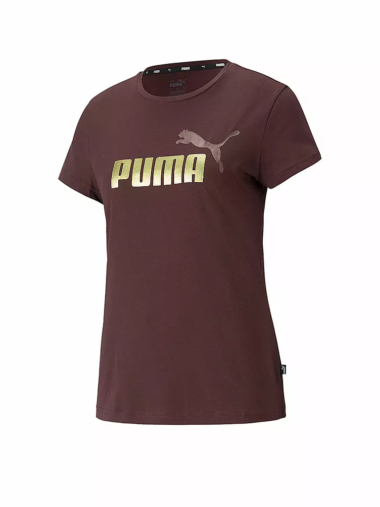 PUMA Damen T Shirt Essentials Metallic Logo lila